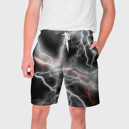 Мужские шорты 3D с принтом Молния, вид спереди #2