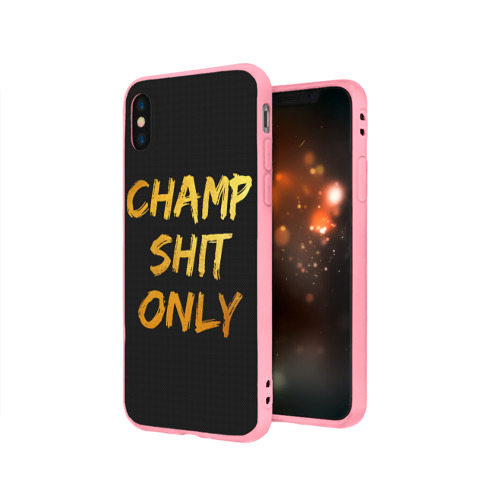 Чехол для iPhone X матовый с принтом Champ shit only, вид сбоку #3