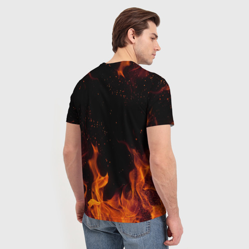Мужская 3D футболка с принтом КЛИНОК РАССЕКАЮЩИЙ ДЕМОНОВ | DEMON SLAYER KIMETSU NO YAIBA, вид сзади #2