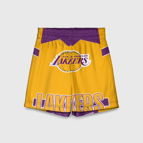 Детские спортивные шорты 3D с принтом Los Angeles Lakers, вид спереди #2