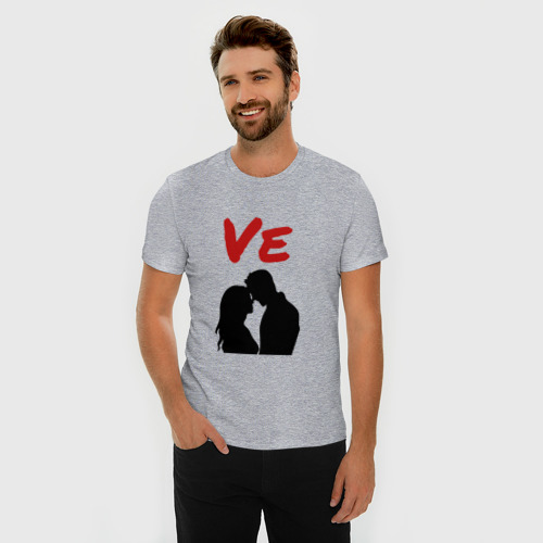 Мужская футболка хлопок Slim с принтом Love 2 часть, фото на моделе #1