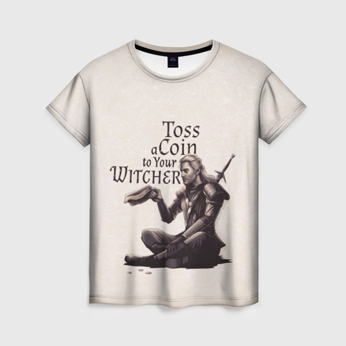 Женская футболка 3D с принтом Toss a coin to your Witcher, вид спереди #2