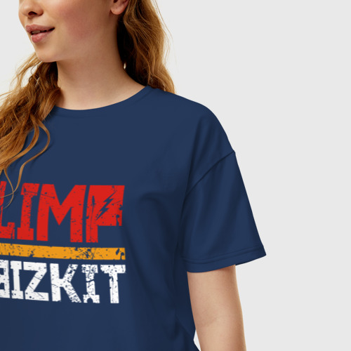Женская футболка хлопок Oversize с принтом Limp Bizkit, фото на моделе #1
