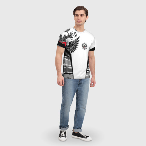 Мужская 3D футболка с принтом Камуфляж Россия, вид сбоку #3