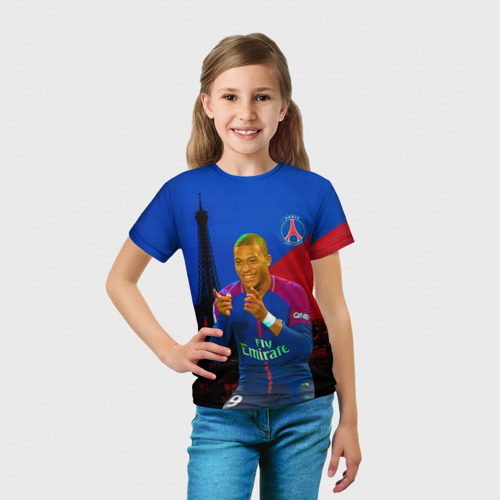 Детская футболка 3D с принтом Мбапе, вид сбоку #3