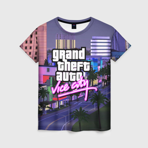 Женская футболка 3D с принтом Grand Theft Auto Vice City, вид спереди #2