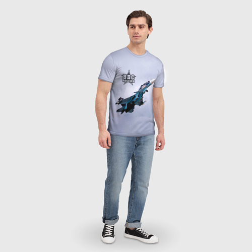 Мужская футболка 3D с принтом ВВС России, вид сбоку #3