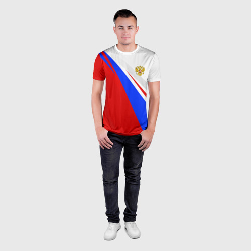 Мужская футболка 3D Slim с принтом Россия, вид сбоку #3