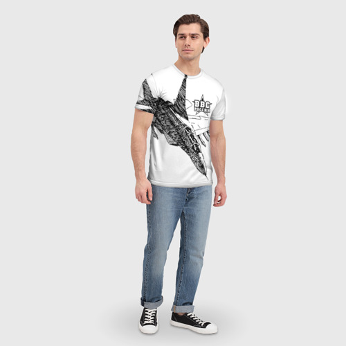 Мужская футболка 3D с принтом ВВС России, вид сбоку #3