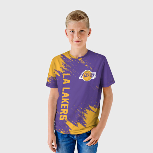 Детская футболка 3D с принтом LA LAKERS, фото на моделе #1