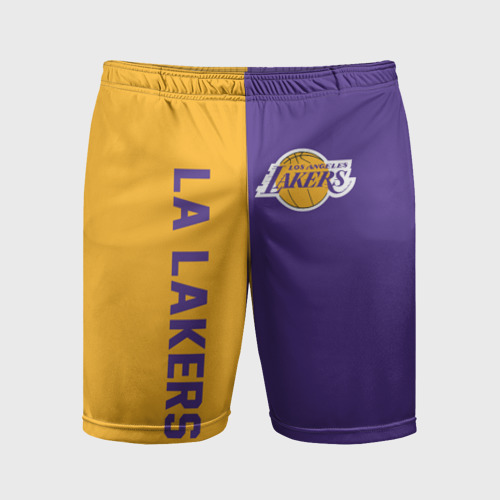 Мужские шорты спортивные с принтом LA LAKERS, вид спереди #2