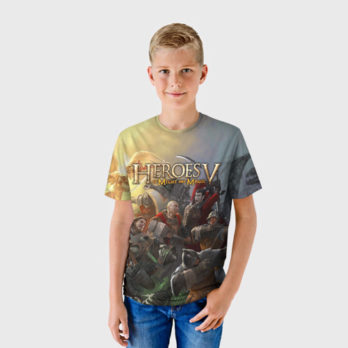 Детская футболка 3D с принтом Heroes of Might and Magic, фото на моделе #1