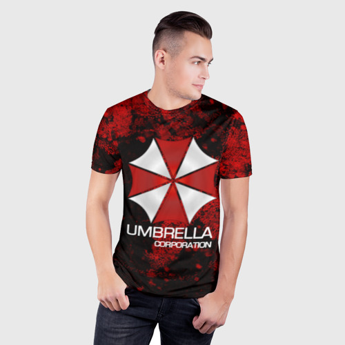 Мужская футболка 3D Slim с принтом UMBRELLA CORP, фото на моделе #1