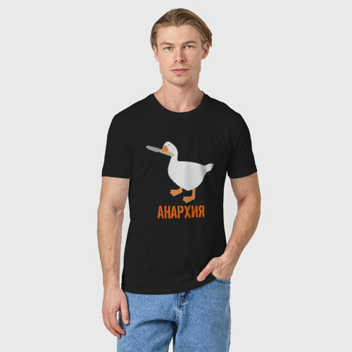 Мужская футболка хлопок с принтом Untitled Goose Анархия, фото на моделе #1