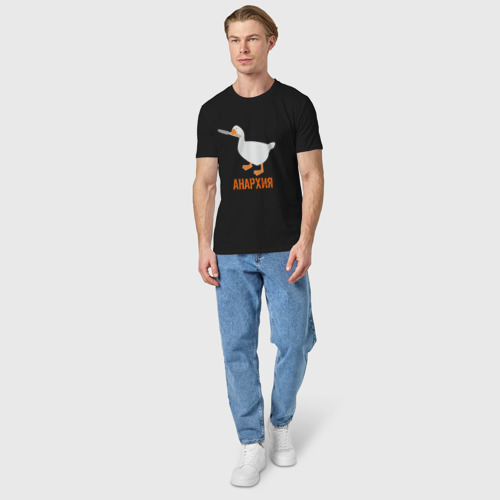 Мужская футболка хлопок с принтом Untitled Goose Анархия, вид сбоку #3