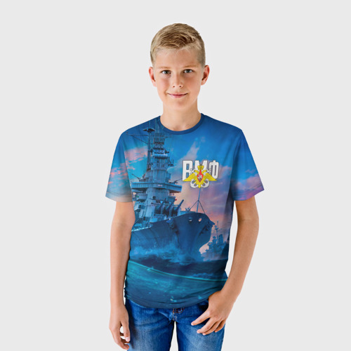Детская футболка 3D с принтом ВМФ, фото на моделе #1
