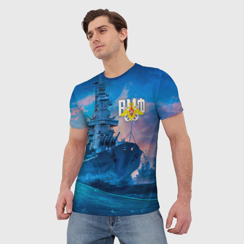 Мужская 3D футболка с принтом ВМФ, фото на моделе #1