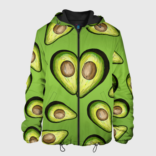Мужская куртка 3D с принтом Люблю авокадо, вид спереди #2