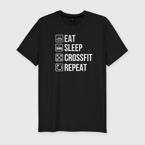 Мужская футболка премиум с принтом Eat Sleep Crossfit Repeat, вид спереди #2