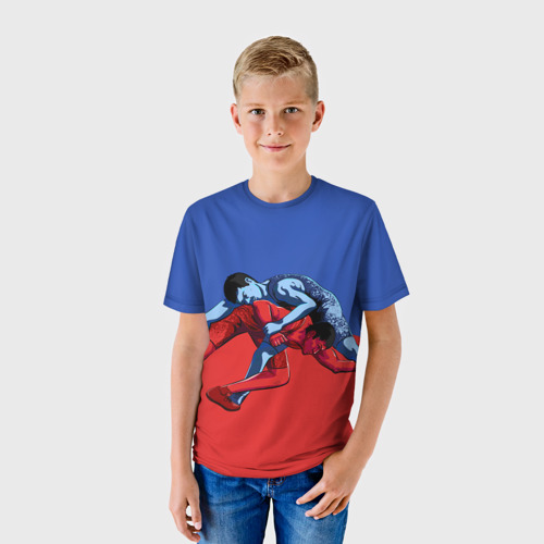 Детская футболка 3D с принтом Борьба, фото на моделе #1