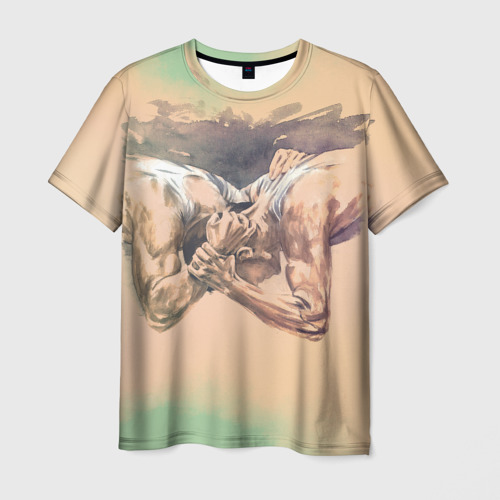 Мужская футболка 3D с принтом Борьба, вид спереди #2