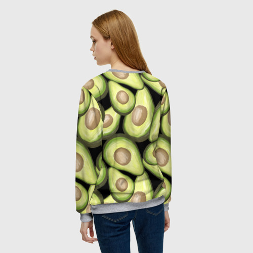 Женский свитшот 3D с принтом Avocado background, вид сзади #2