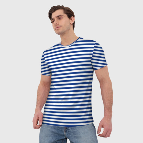 Мужская футболка 3D с принтом Тельняшка ВМФ, фото на моделе #1