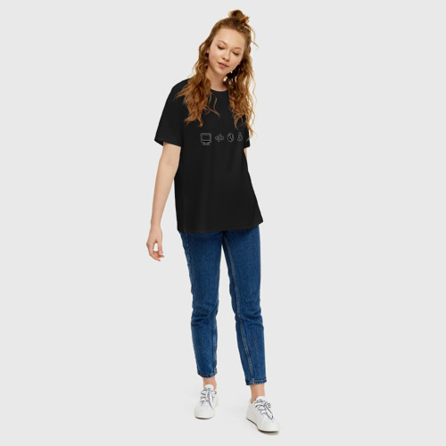 Женская футболка хлопок Oversize с принтом Linux, вид сбоку #3