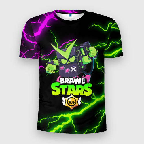 Мужская футболка 3D Slim с принтом BRAWL STARS VIRUS 8-BIT, вид спереди #2