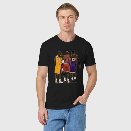 Мужская футболка хлопок с принтом Kobe, Michael, LeBron, фото на моделе #1