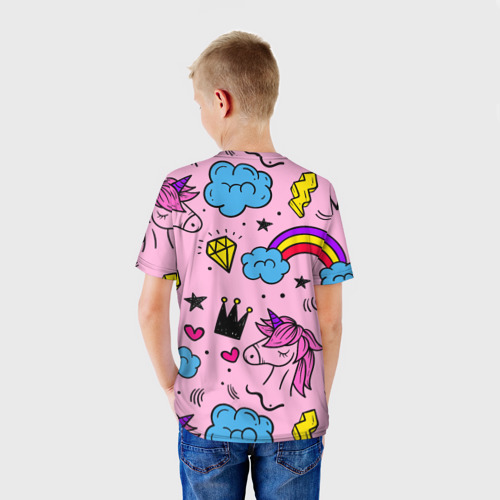 Детская футболка 3D с принтом Единороги, вид сзади #2