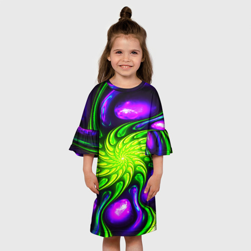 Детское платье 3D с принтом Neon&acid, вид сбоку #3