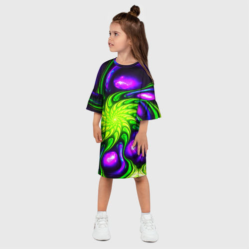 Детское платье 3D с принтом Neon&acid, фото на моделе #1