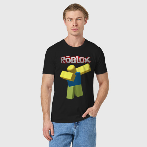 Мужская футболка хлопок с принтом Roblox Dab, фото на моделе #1