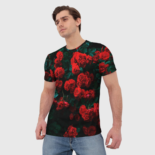 Мужская футболка 3D с принтом Розы, фото на моделе #1