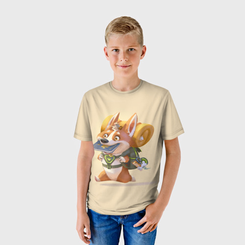Детская футболка 3D с принтом КОРГИ ПУТЕШЕСТВЕННИК, фото на моделе #1