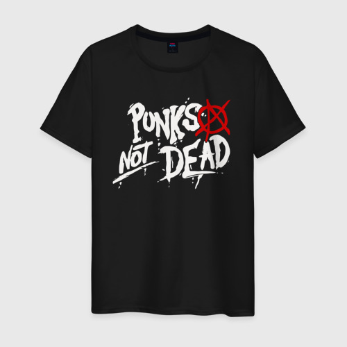 Мужская футболка хлопок с принтом Punks not dead, вид спереди #2
