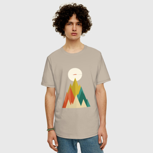 Мужская футболка хлопок Oversize с принтом Путешественник, фото на моделе #1