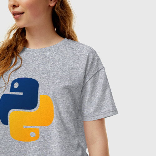 Женская футболка хлопок Oversize с принтом Python, фото на моделе #1