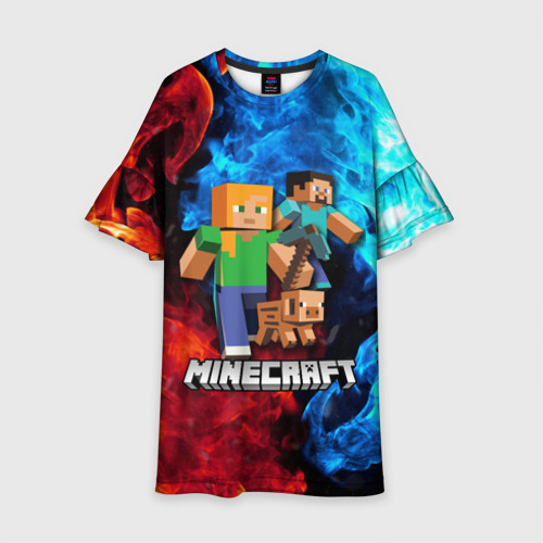 Детское платье 3D с принтом Minecraft / Майнкрафт, вид спереди #2