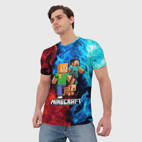 Мужская футболка 3D с принтом Minecraft / Майнкрафт, фото на моделе #1