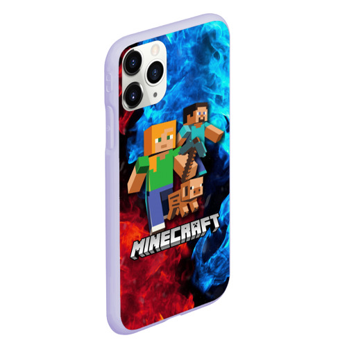 Чехол для iPhone 11 Pro матовый с принтом Minecraft / Майнкрафт, вид сбоку #3