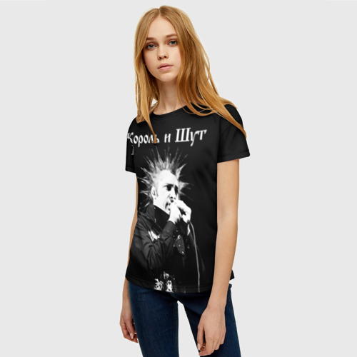 Женская футболка 3D с принтом Король и Шут + Анархия спина, фото на моделе #1