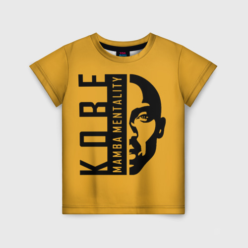 Детская футболка 3D с принтом Kobe Mamba mentality, вид спереди #2