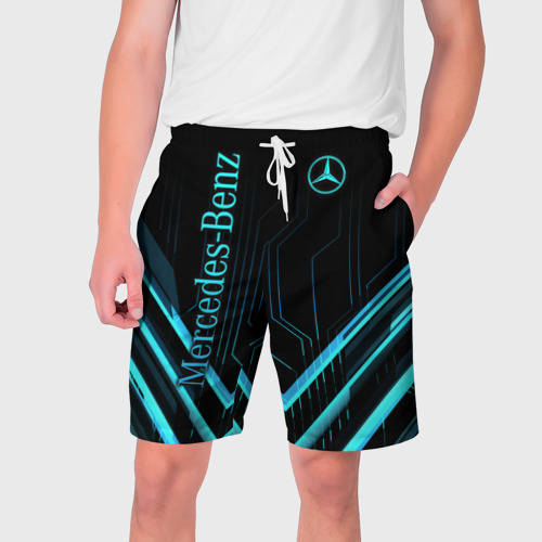 Мужские шорты 3D с принтом Mercedes-Benz, вид спереди #2