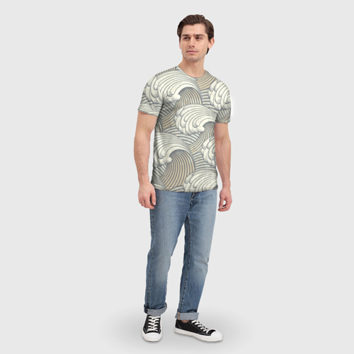 Мужская футболка 3D с принтом Арт волны, вид сбоку #3