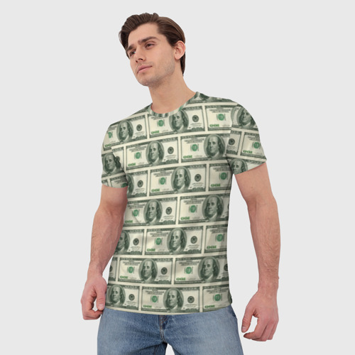 Мужская футболка 3D с принтом Денежная тема, фото на моделе #1