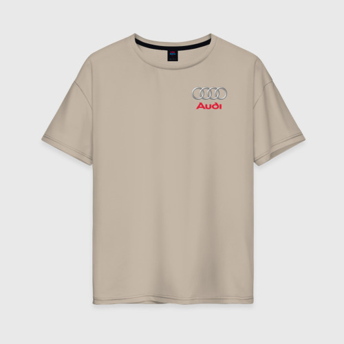 Женская футболка хлопок Oversize с принтом AUDI | АУДИ, вид спереди #2