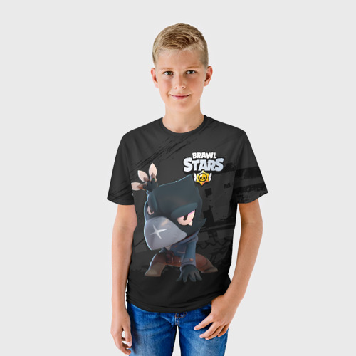 Детская футболка 3D с принтом Brawl Stars Crow Ворон, фото на моделе #1