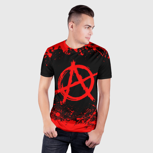Мужская футболка 3D Slim с принтом Анархия anarchy, фото на моделе #1